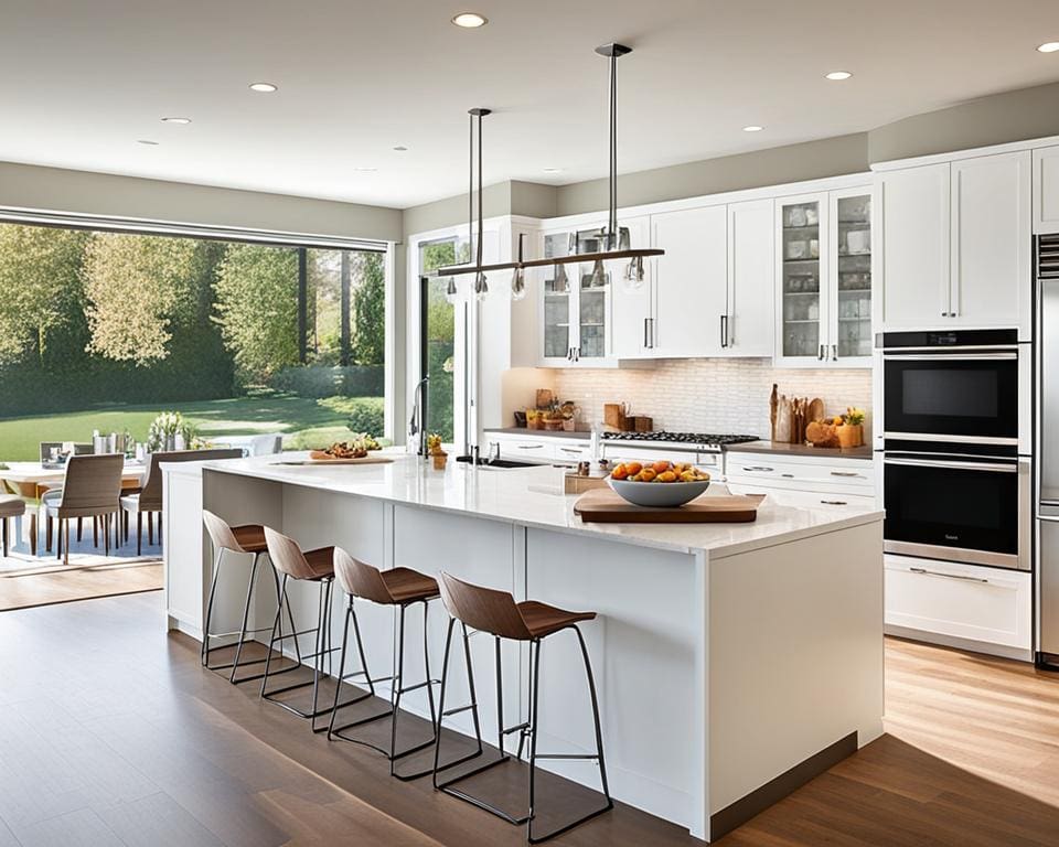 kookeiland in L-vormige keuken