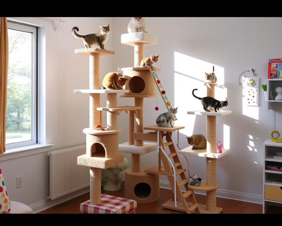 Kattentoren met speeltjes voor actieve huisdieren