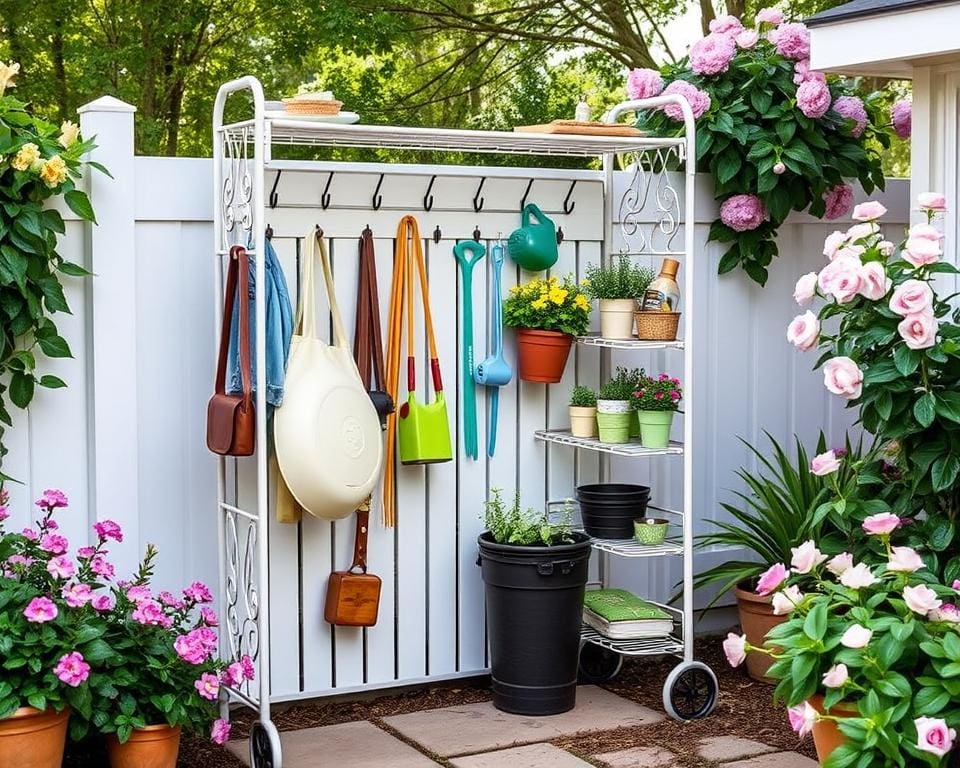 Ophangrekken voor tuinaccessoires voor netheid buiten