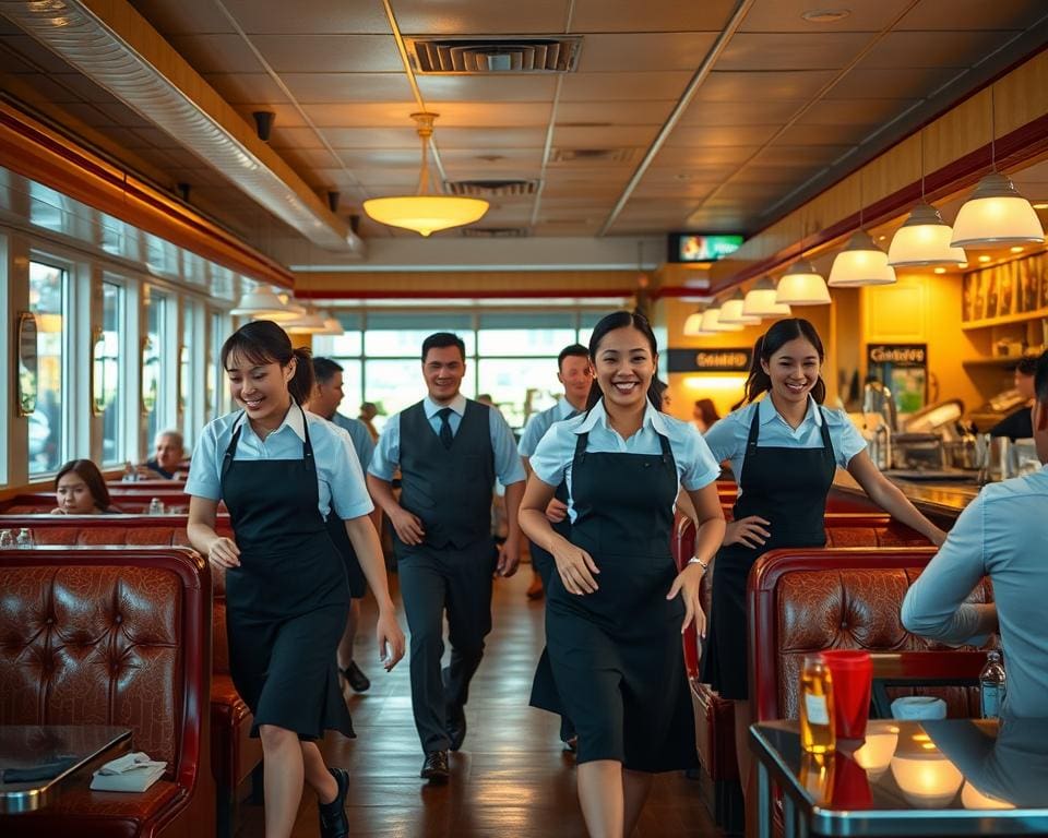 Hoe werkt een bedieningsteam bij een diner?