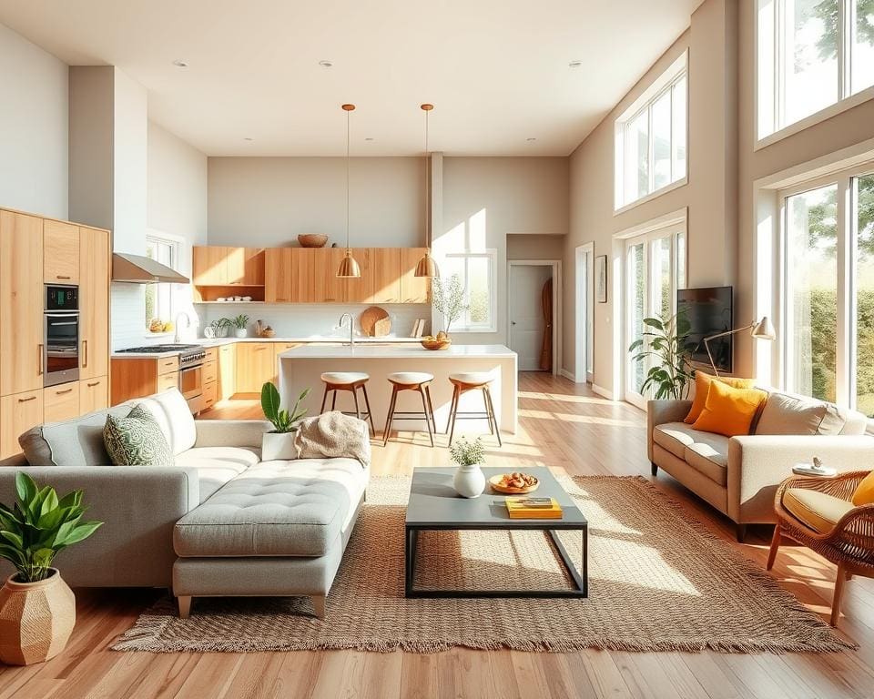 Welke kleuren passen bij een open keuken en woonkamer?