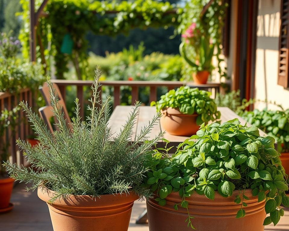 Hoe gebruik je geurige kruiden bij het terras?