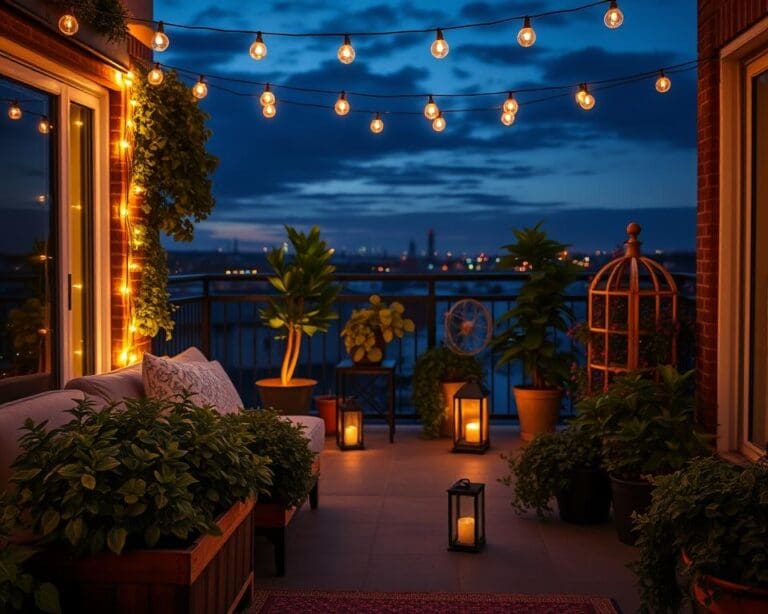 Waarmee maak je een balkon gezellig in de avond?