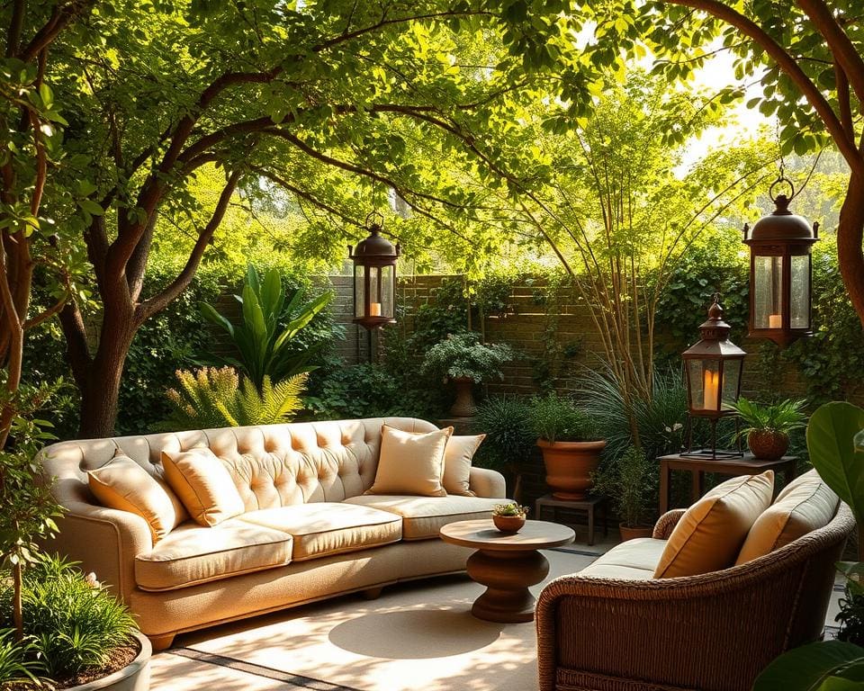 Waarmee maak je een zithoek gezellig in de tuin?