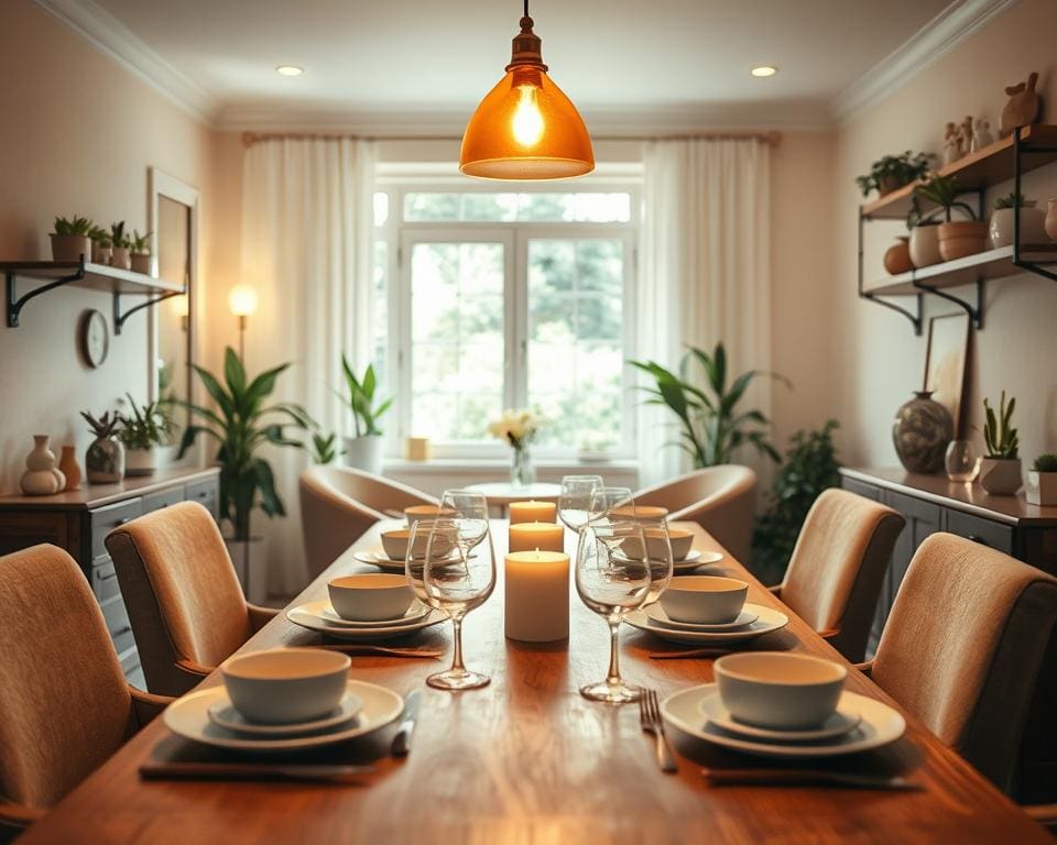 Wat helpt bij het creëren van een gezellige eetkamer?